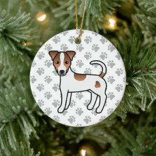 White and Tan Smooth Coat Parson Russell Terrier Keramik Ornament