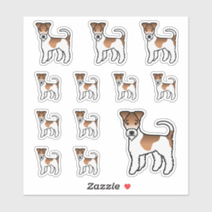 White and Tan Wire Fox Terrier Niedliche Cartoon H Aufkleber