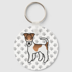 White and Tan Wire Fox Terrier Niedlicher Cartoon Schlüsselanhänger