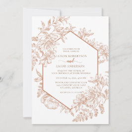 White and Terra Cotta Geometric Floral Wedding Einladung