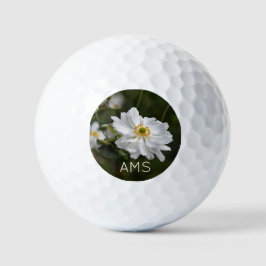 White Anemone Garden Blume Persönliche Initialen Golfball