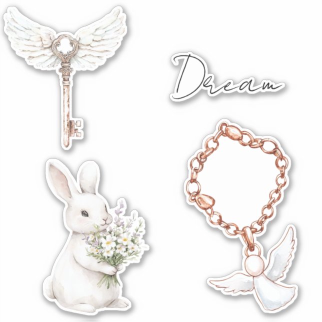 White Angel Feathers Key Aufkleber (Vorderseite)