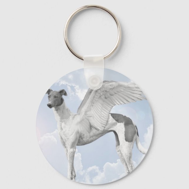 White Angel Greyhound Schlüsselanhänger (Vorderseite)