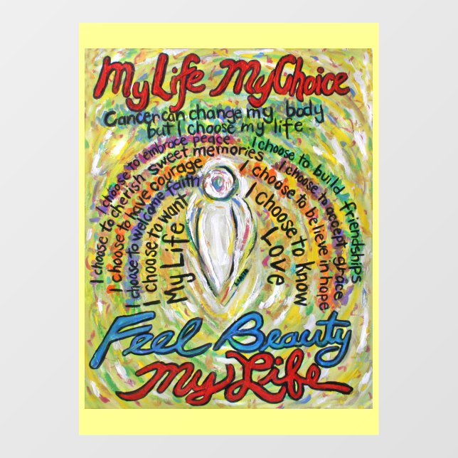 White Angel mit Cancer Gedicht Art Fensterklammer Fensteraufkleber (Blatt)