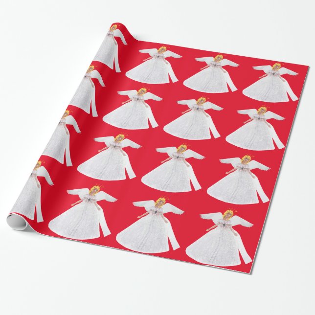 White Angel Red Wrapping Paper Geschenkpapier (Ungerollt)