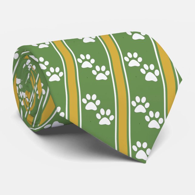 White Animal Paw Prints Team Sports Necktie Krawatte (Gerollt)