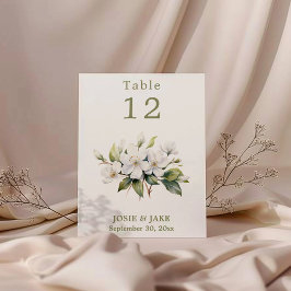 White apple blossom flower Table Number sign Einladung