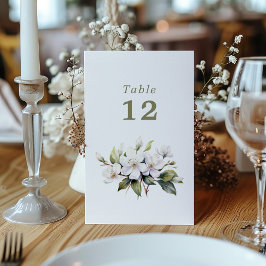 White apple blossom flower Table Number table sign Einladung