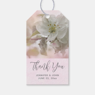 White Apple Blossom Foto Hochzeit Geschenkanhänger