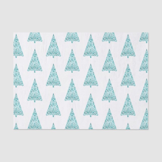 White Aqua Blue Sparkle Seidenpapier (Vorderseite)