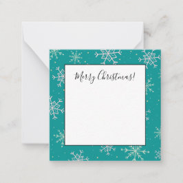 White & Aqua Schneeflocken zu Aquamarinen Weihnach Mitteilungskarte