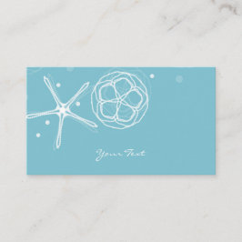 White & Aquamarin Elegante Pearl Starfish Hochzeit Visitenkarte