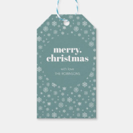 White Aquamarin Green Frohe Weihnachts-Schneeflock Geschenkanhänger