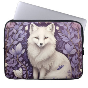 White Arctic Fox Lavender William Morris Blume Laptopschutzhülle
