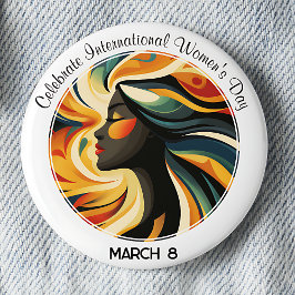 White Art Deco feiert Internationalen Frauentag Button