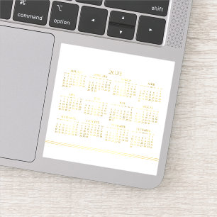 White Art Deco Gold Jährlicher Kalender 2023 Aufkleber