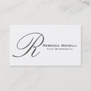 White Ash Grey Monogram Consultant Business Card Visitenkarte