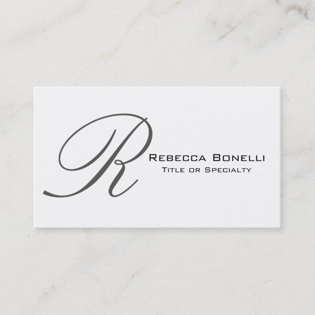 White Ash Grey Monogram Consultant Business Card Visitenkarte (Vorderseite)