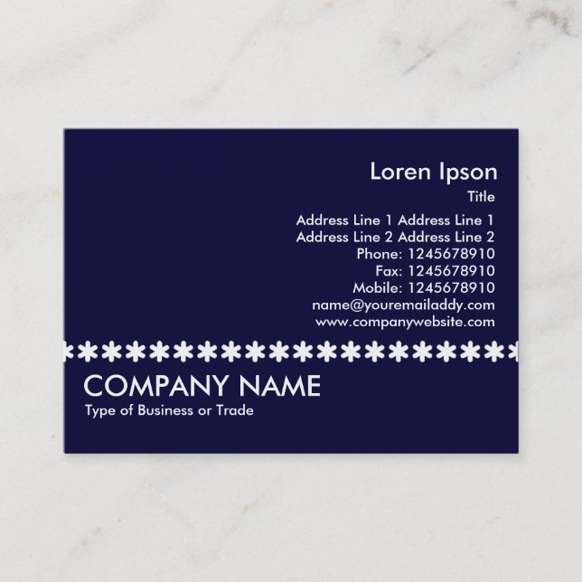 White Asterisk Line - Navy Blue Visitenkarte (Vorderseite)