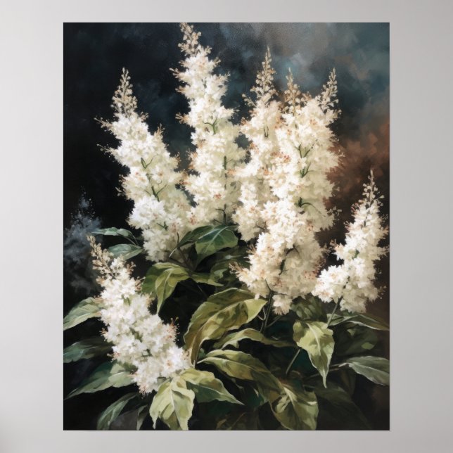 White Astilbe Blume Art Print Poster (Vorne)