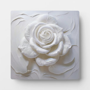 White auf Weiß - Modellierte Rose Fotoplatte