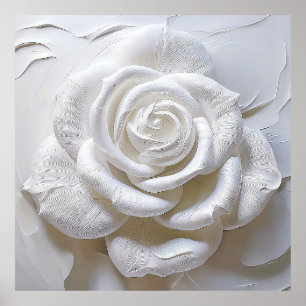 White auf Weiß - skulptierte Rose Poster