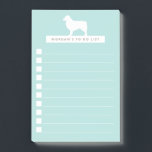 White Aussie | Personalisiert zu erledigende Liste Post-it Klebezettel<br><div class="desc">Dieses moderne To Do List mit einer handgezeichneten australischen Shepherd-Silhouette in Weiß! Einfach den Text für eine lustige,  personalisierte To Do-Liste anpassen! Die Text- und Hintergrundfarbe lässt sich einfach an jede gewünschte Farbe anpassen! Ideal für den Aussie-Liebhaber,  Hundefreund oder jeden anderen!</div>