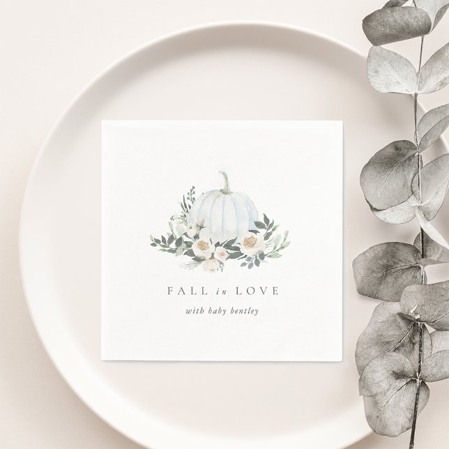 White Autumn Pumpkin Greenerenery Baby Shower Serviette (Von Creator hochgeladen)