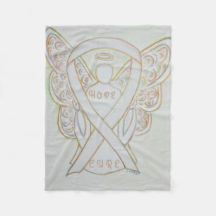 White Awareness Ribbon Angel Hope Cure Blanket Fleecedecke