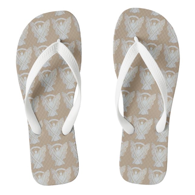 White Awareness Ribbon Engel Custom Flip Flops (Fußbett)
