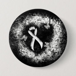 White Awareness Ribbon Grunge Herz Button