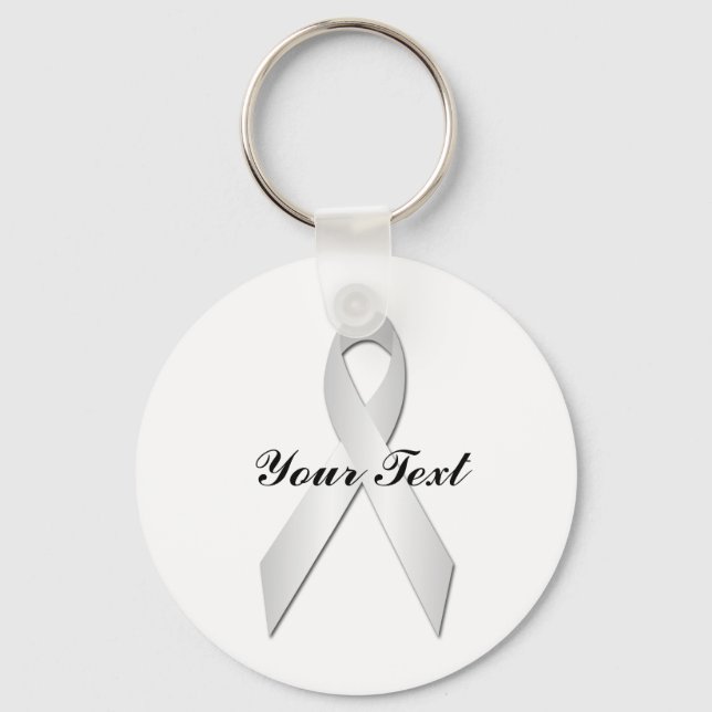 White Awareness Ribbon Keychian Schlüsselanhänger (Vorderseite)