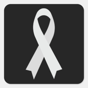 White Awareness Ribbon von Janz Black Quadratischer Aufkleber