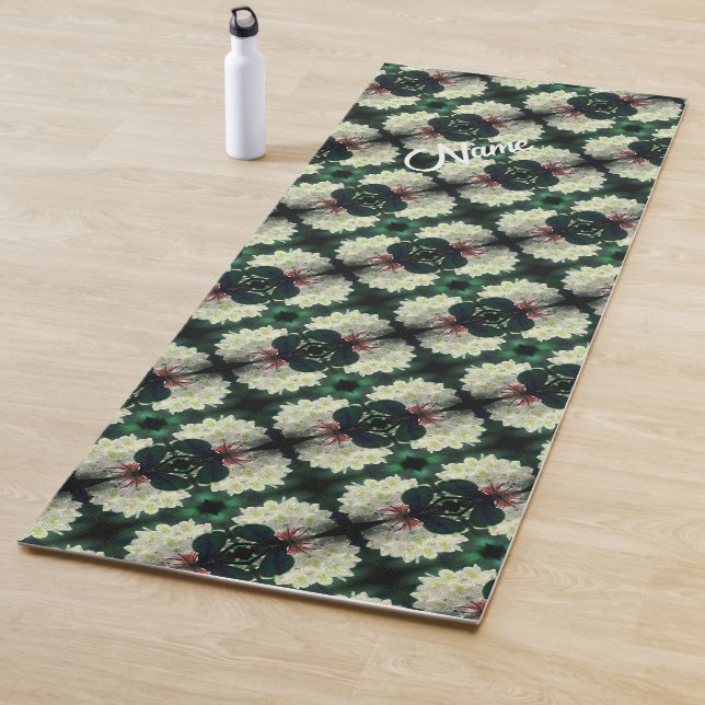 White Azalea Blume Abstraktes Muster Personalisier Yogamatte (Beispiel)