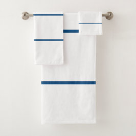 White Azure Geometric Stripes Badhandtuch Set