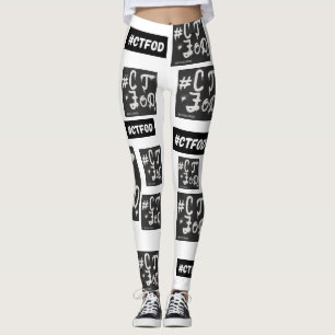White B&W #CTFOD Zeitungsspritze Leggings