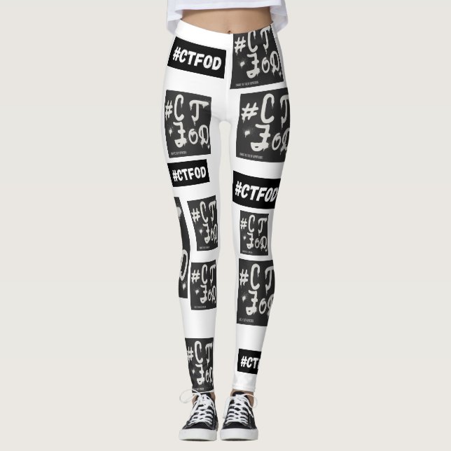 White B&W #CTFOD Zeitungsspritze Leggings (Vorderseite)