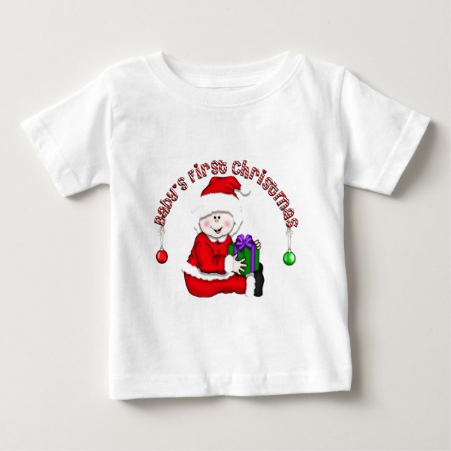 White Baby Elf 1. Weihnachten Baby T-shirt (Vorderseite)
