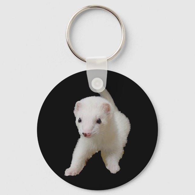 White Baby Ferret Schlüsselanhänger (Vorderseite)