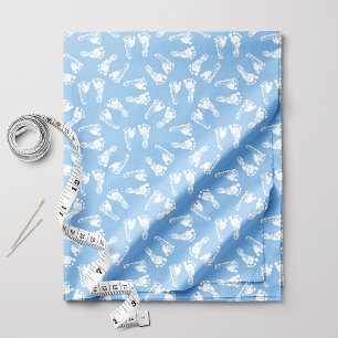 White Baby Footprints auf Blue Stoff