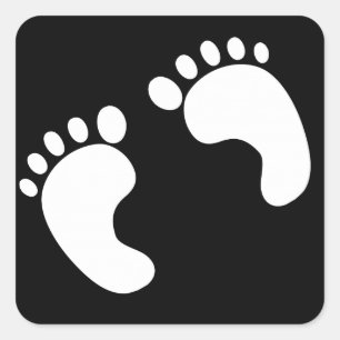 White Baby Footprints Quadratischer Aufkleber