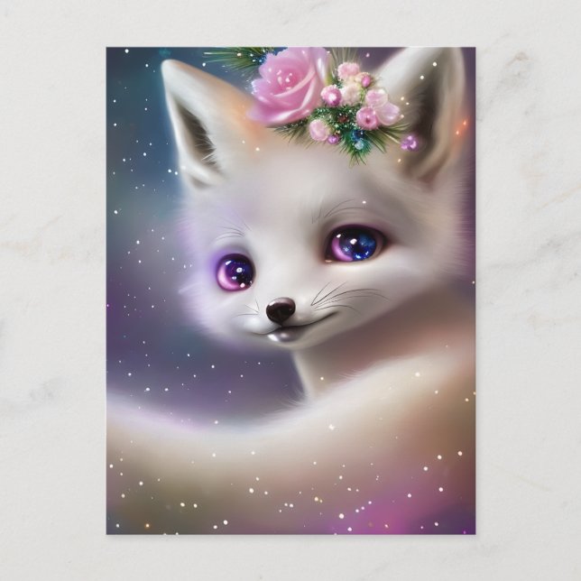 White Baby Fox Postkarte (Vorderseite)