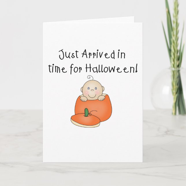 White Baby Halloween gerade angekommen Karte (Vorderseite)