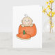 White Baby in Pumpkin Karte (Yellow Flower)