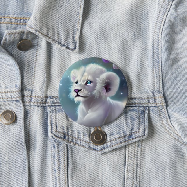 White Baby Lion Cub Fantasy Button (Beispiel)