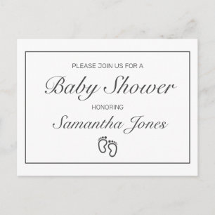 White Baby Shower Ankündigung Einladung Postcard Postkarte