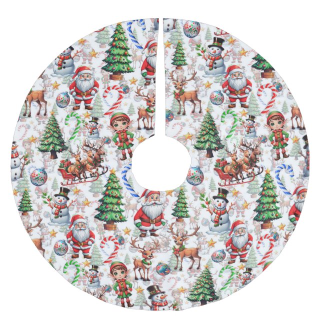 White Background Christmas Decorative Pattern Polyester Weihnachtsbaumdecke (Vorderseite)
