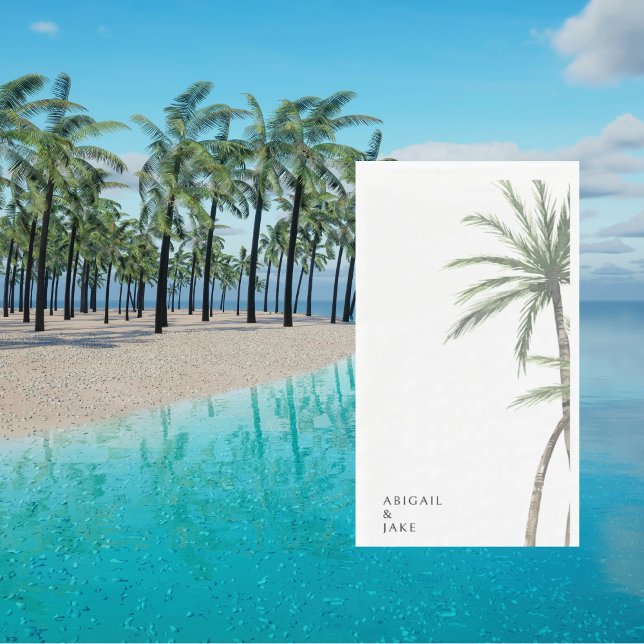 White Background Palm Tree Wedding Serviette (Von Creator hochgeladen)