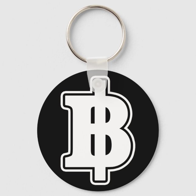 WHITE BAHT SIGN ฿ thailändischer ฿ Schlüsselanhänger (Vorderseite)