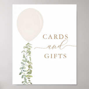 White Balloon Baby Showkarten und Geschenke Unters Poster